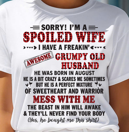 AUGUST - SPOILED WIFE OF AWESOME GRUMPY OLD HUSBAND - PERFECT GIFT FROM HUSBAND - LUNA08 (SKU12-111-08)