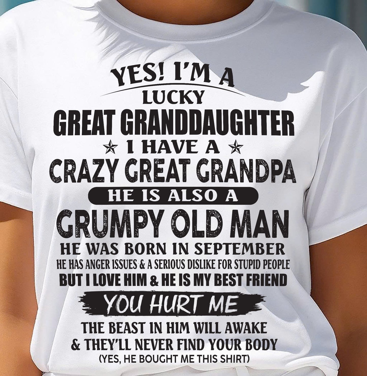 SEPTEMBER - LUCKY GREAT GRANDDAUGHTER OF CRAZY GREAT GRANDPA - PERFECT GIFT FROM GREAT GRANDPA - LUNA09 (SKU12-287-09)