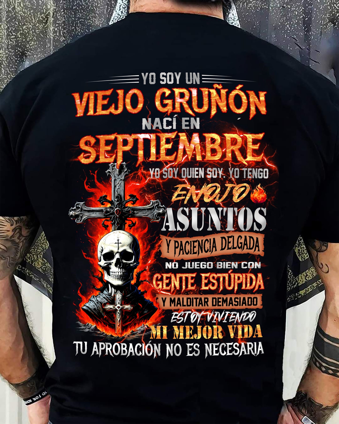 Septiembre - Viejo Gruñón - Camiseta Divertida de Calavera con Problemas de Ira - Regalo Perfecto Para Ti - LUNA09 (SKU26T-01203-09)