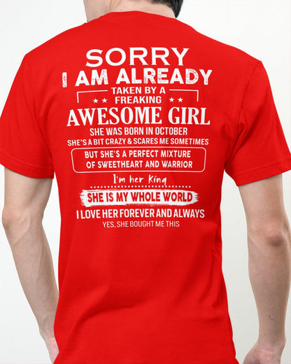October - Awesome girl - Perfect gift for your boyfriend - (SKU04-86-10) - From Wife LUNA10