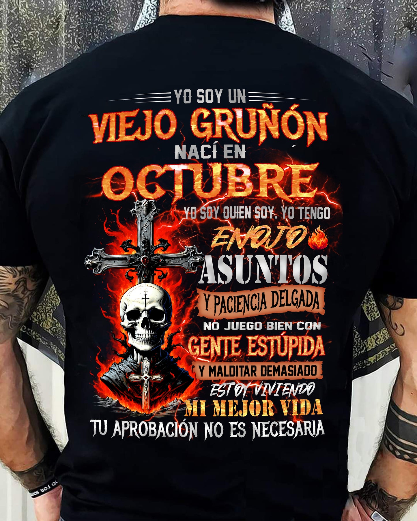 Octubre - Viejo Gruñón - Camiseta Divertida de Calavera con Problemas de Ira - Regalo Perfecto Para Ti - LUNA10 (SKU26T-01203-10)