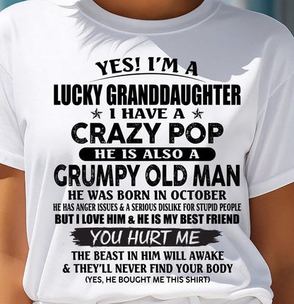 OCTOBER - LUCKY GRANDDAUGHTER OF CRAZY POP - PERFECT GIFT FOR YOUR GRANDDAUGHTER FROM POP - LUNA10 (SKU12-39-10)