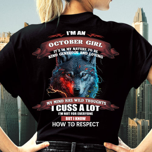OCTOBER - KIND, GENEROLUNA AND LOVING GIRL - BIRRTHDAY T-SHIRT FOR WOMAN - EBIL10 (SKU12-300-10)