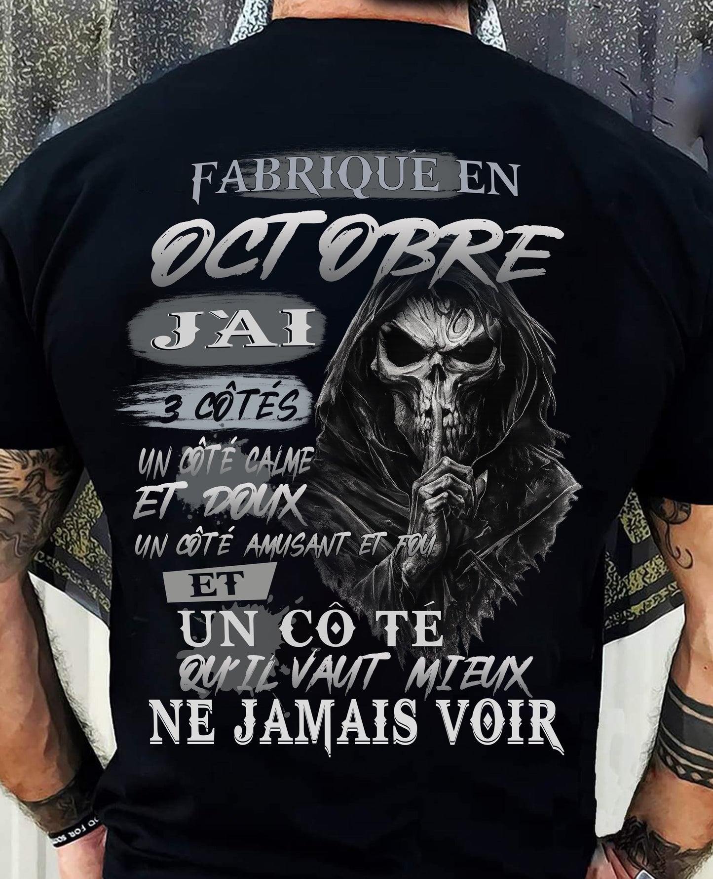 Fabriqué en Octobre – J’ai 3 Côtés | T-Shirt Homme Caractère Fort - LUNA10 (SKU26T-01174-10)