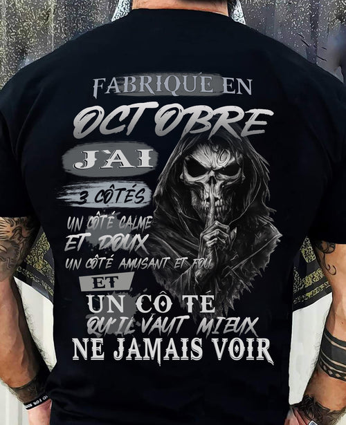 Fabriqué en Octobre – J’ai 3 Côtés | T-Shirt Homme Caractère Fort - LUNA10 (SKU26T-01174-10)