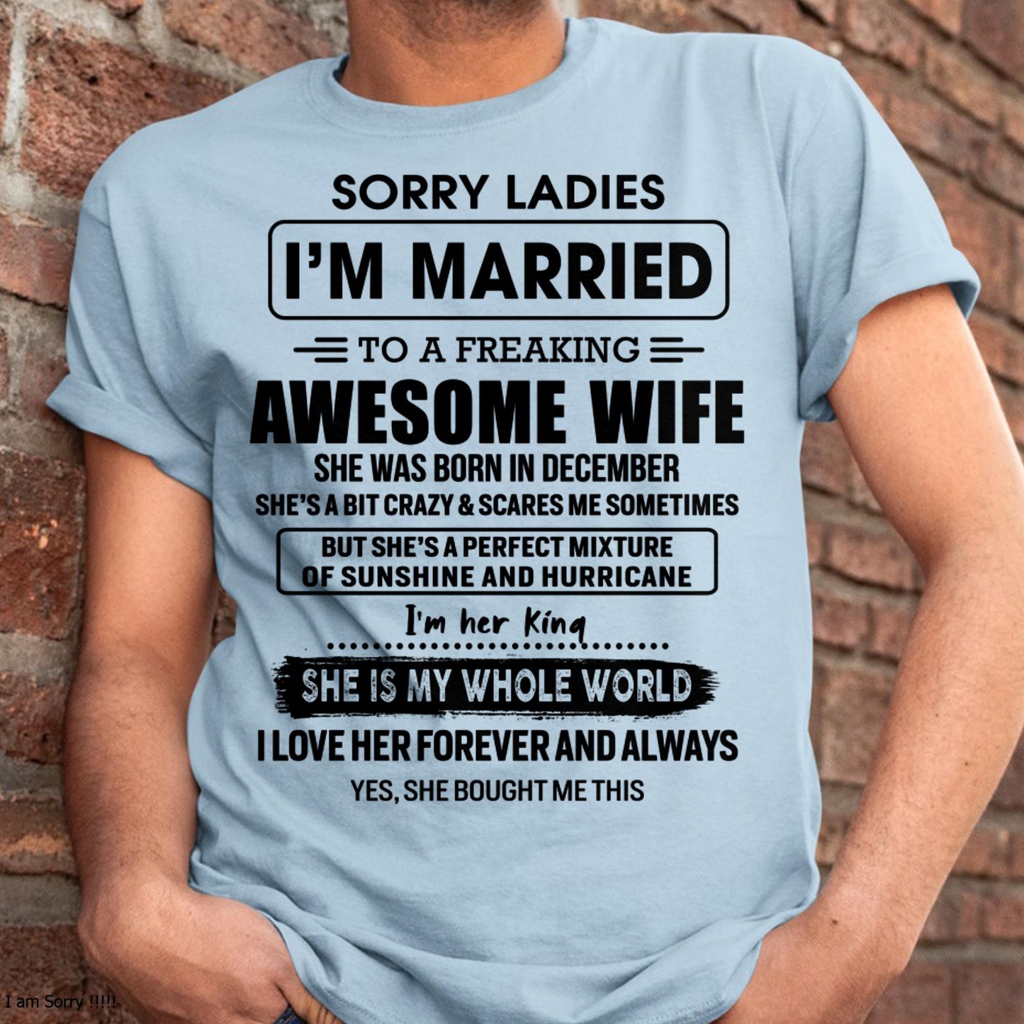 December - Sorry Ladies I Am Married To A Freaking Awesome Wife - Gift For Husband From Wife - LUNA12 (SKU-TWIFE-12)