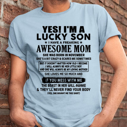 November - I am Lucky Son - Gift For Son From Mom - LUNA11 - (SKU-T1206LMS-11)