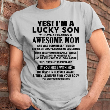 September - I am Lucky Son - Gift For Son From Mom - LUNA09 - (SKU-T1206LMS-09)