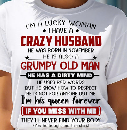 NOVEMBER - TO MY WIFE - I'M A LUCKY WOMAN - GIFT FROM HLUNABAND - SNOW11 (SKU12-282-11)