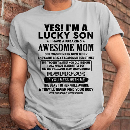 November - I am Lucky Son - Gift For Son From Mom - LUNA11 - (SKU-T1206LMS-11)