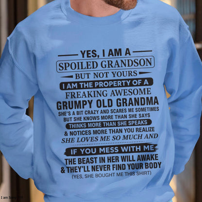 Yes I’m A Stubborn Grandson T-Shirt – Birthday Gift From Grandma / Woman - LUNA00 (SKU10-171-00)