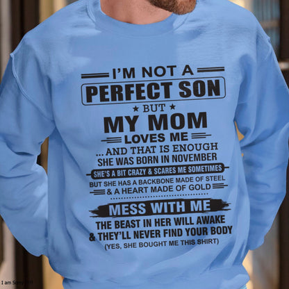 November - "I'M NOT A PERFECT SON BUT MY MOM LOVES ME" - Birthday Gift From November Mom / Woman - LUNA11 (SKU10-147-11)
