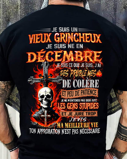Je Suis Un Vieux Grincheux Né en Décembre – T-Shirt Homme Fort Caractère - LUNA12 (SKU26T-01141-12)