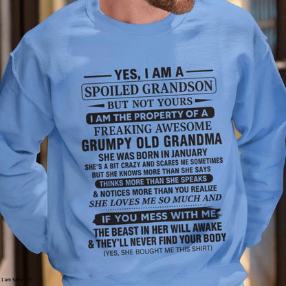 Yes I’m A Stubborn Grandson T-Shirt – Birthday Gift From January Grandma / Woman - LUNA01 (SKU10-171-01)