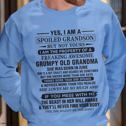 Yes I’m A Stubborn Grandson T-Shirt – Birthday Gift From June Grandma / Woman - LUNA06 (SKU10-171-06)