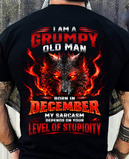 DECEMBER - I AM A GRUMPY OLD MAN MY SARCASM DEPENDS ON YOUR LEVEL OF STUPIDITY - SHIRT FOR MEN - LUNA12 (SKU2609-286-12)