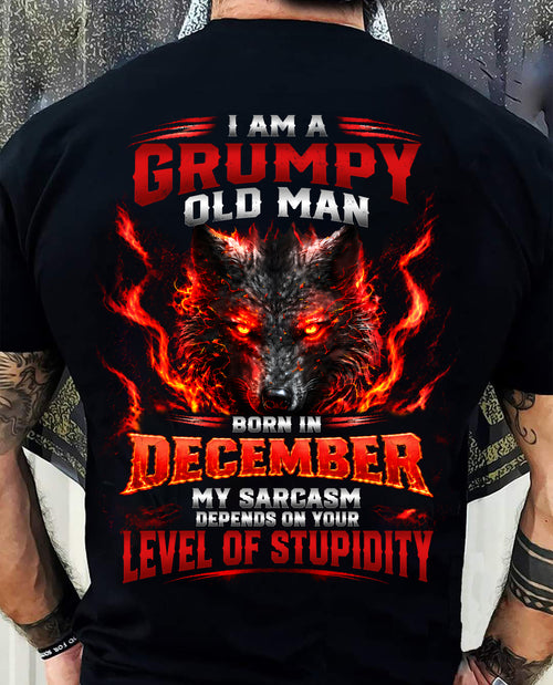 DECEMBER - I AM A GRUMPY OLD MAN MY SARCASM DEPENDS ON YOUR LEVEL OF STUPIDITY - SHIRT FOR MEN - LUNA12 (SKU2609-286-12)