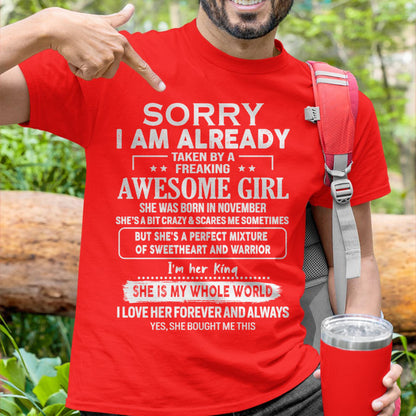 November - Awesome Girl - Perfect Gift For Your Boyfriend, Husband From Wife - LUNA11 (SKU04-86MT-11)