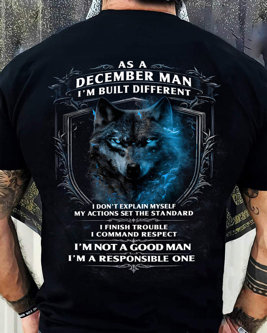 DECEMBER - BUILT DIFFERENT - BIRTHDAY T-SHIRT FOR MEN - EBIL12 (SKU12-301-12)