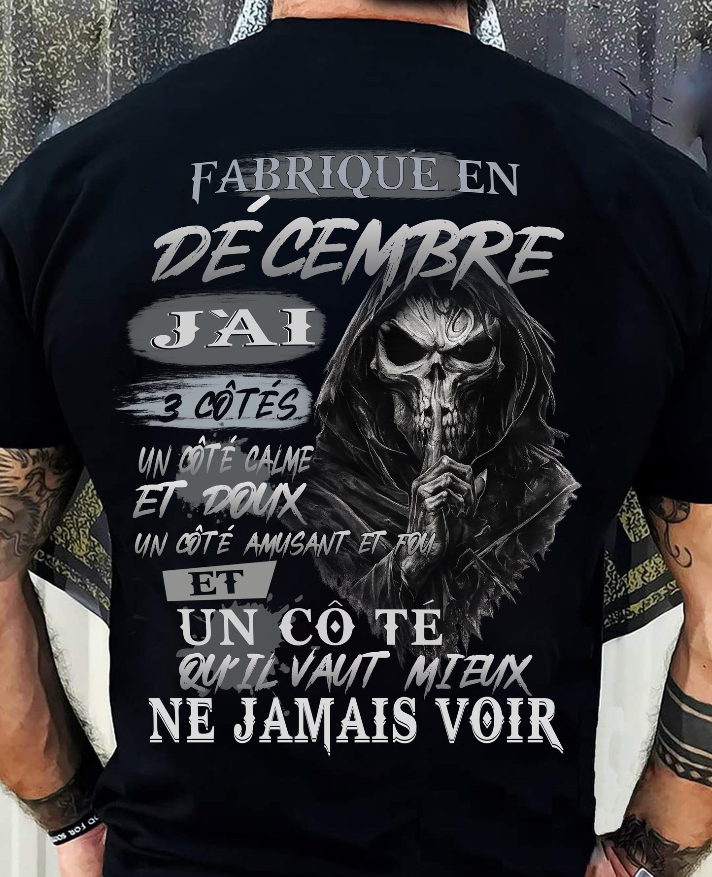 Fabriqué en Décembre – J’ai 3 Côtés | T-Shirt Homme Caractère Fort - LUNA12 (SKU26T-01174-12)