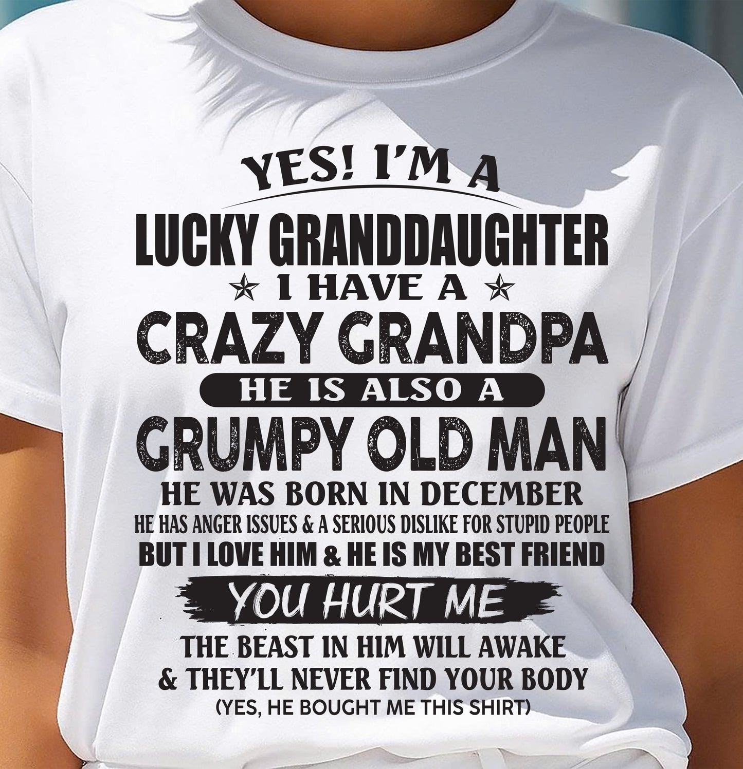 DECEMBER - LUCKY GRANDDAUGHTER OF CRAZY GRANDPA - PERFECT GIFT FOR YOUR GRANDDAUGHTER FROM GRANDPA - LUNA12 (SKU10-150-12)