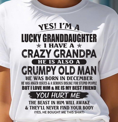 DECEMBER - LUCKY GRANDDAUGHTER OF CRAZY GRANDPA - PERFECT GIFT FOR YOUR GRANDDAUGHTER FROM GRANDPA - LUNA12 (SKU10-150-12)