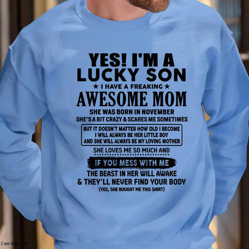 November - I am Lucky Son - Gift For Son From Mom - LUNA11 - (SKU-T1206LMS-11)