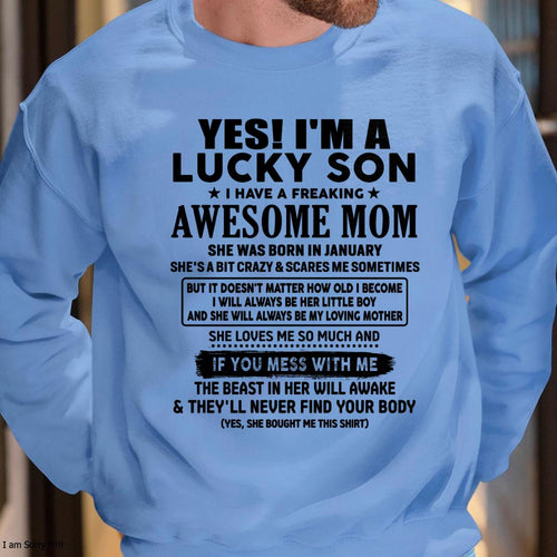 January - I am Lucky Son - Gift For Son From Mom - LUNA01 - (SKU-T1206LMS-01)