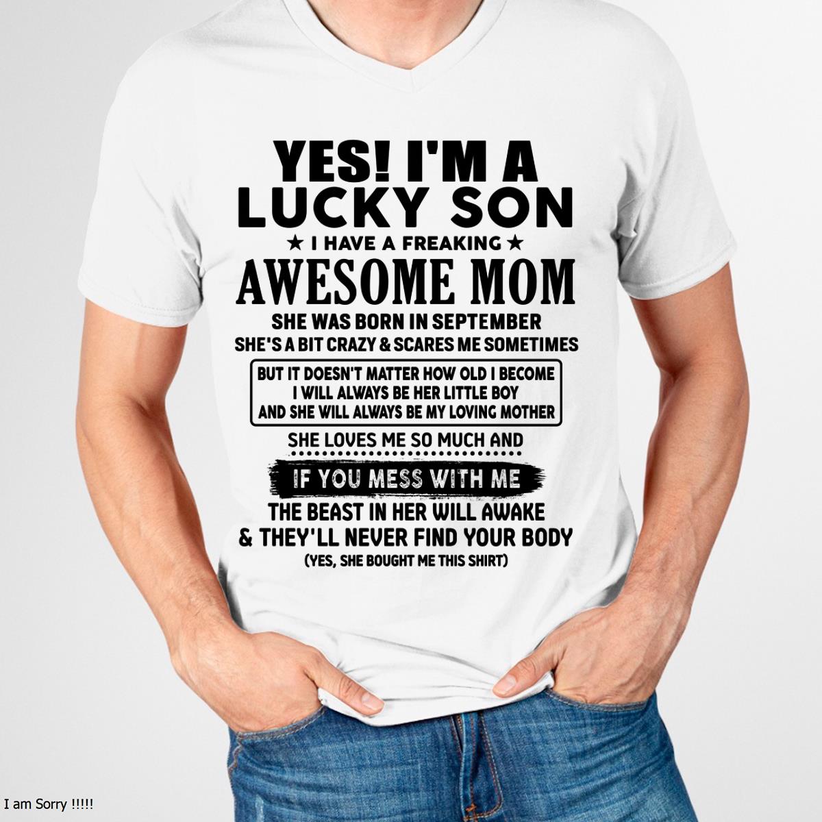 September - I am Lucky Son - Gift For Son From Mom - LUNA09 - (SKU-T1206LMS-09)