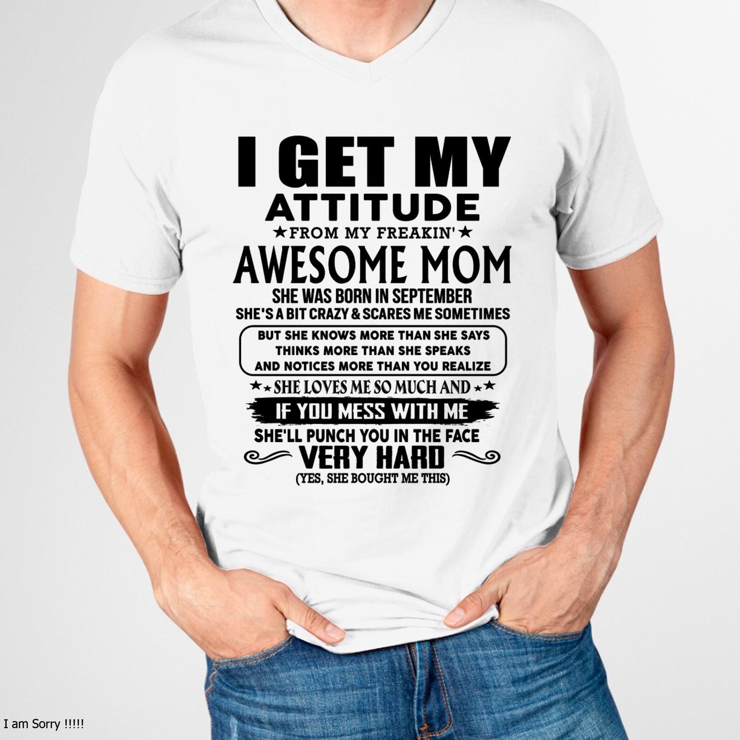 September - Thanks Mom - I GET MY ATTITUDE FROM MY FREAKIN' AWESOME MOM - Gift for Son and Daughter From Mom - LUNA09 (SKU-TMD-CU-09)