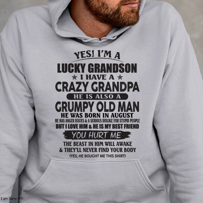AUGUST - LUCKY GRANDSON OF CRAZY GRANDPA -  PERFECT GIFT FROM GRANDPA - LUNA08 (SKU12-145-08)
