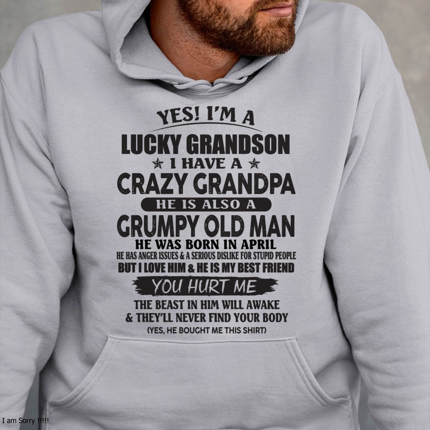 APRIL - LUCKY GRANDSON OF CRAZY GRANDPA -  PERFECT GIFT FROM GRANDPA - LUNA04 (SKU12-145-04)
