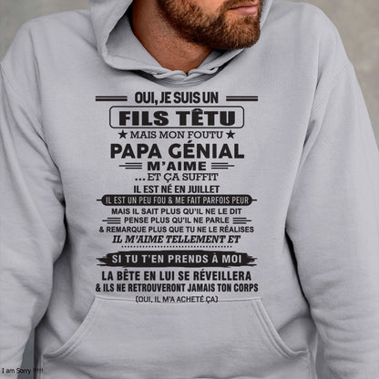 JUILLET - Oui, je suis un garçon têtu – T-shirt | Cadeau d’anniversaire de papa pour son fils - LUNA07 / fr07 (SKU12-260-07)