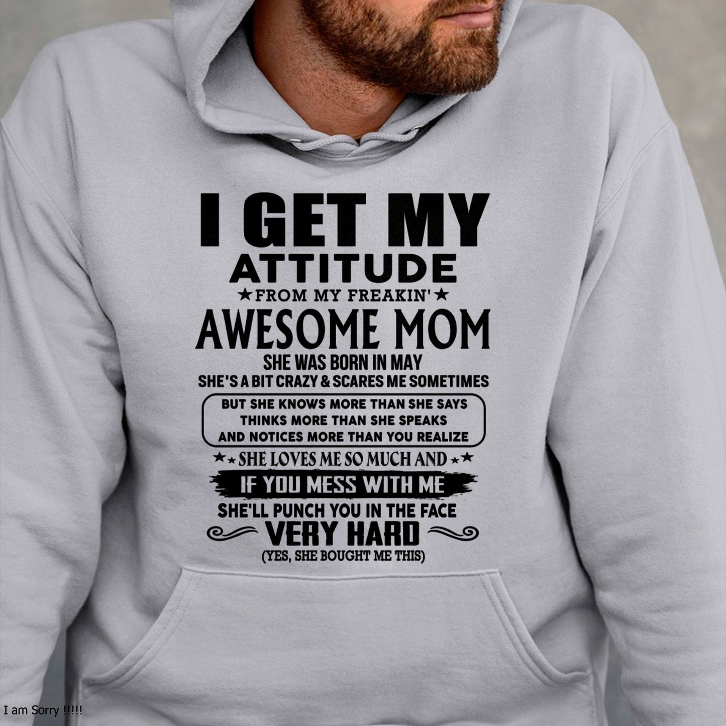 Thanks Mom - I GET MY ATTITUDE FROM MY FREAKIN' AWESOME MOM - Gift for Son and Daughter From Mom - LUNA05 (SKU-TMD-CU-05)