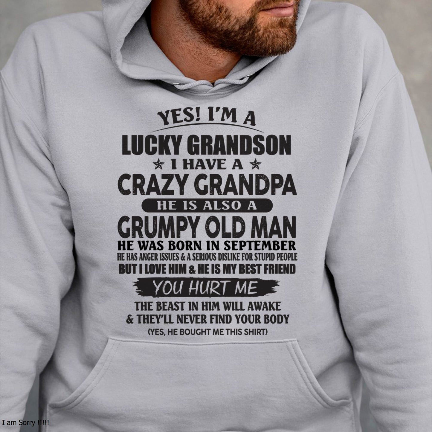 SEPTEMBER - LUCKY GRANDSON OF CRAZY GRANDPA -  PERFECT GIFT FROM GRANDPA - LUNA09 (SKU12-145-09)