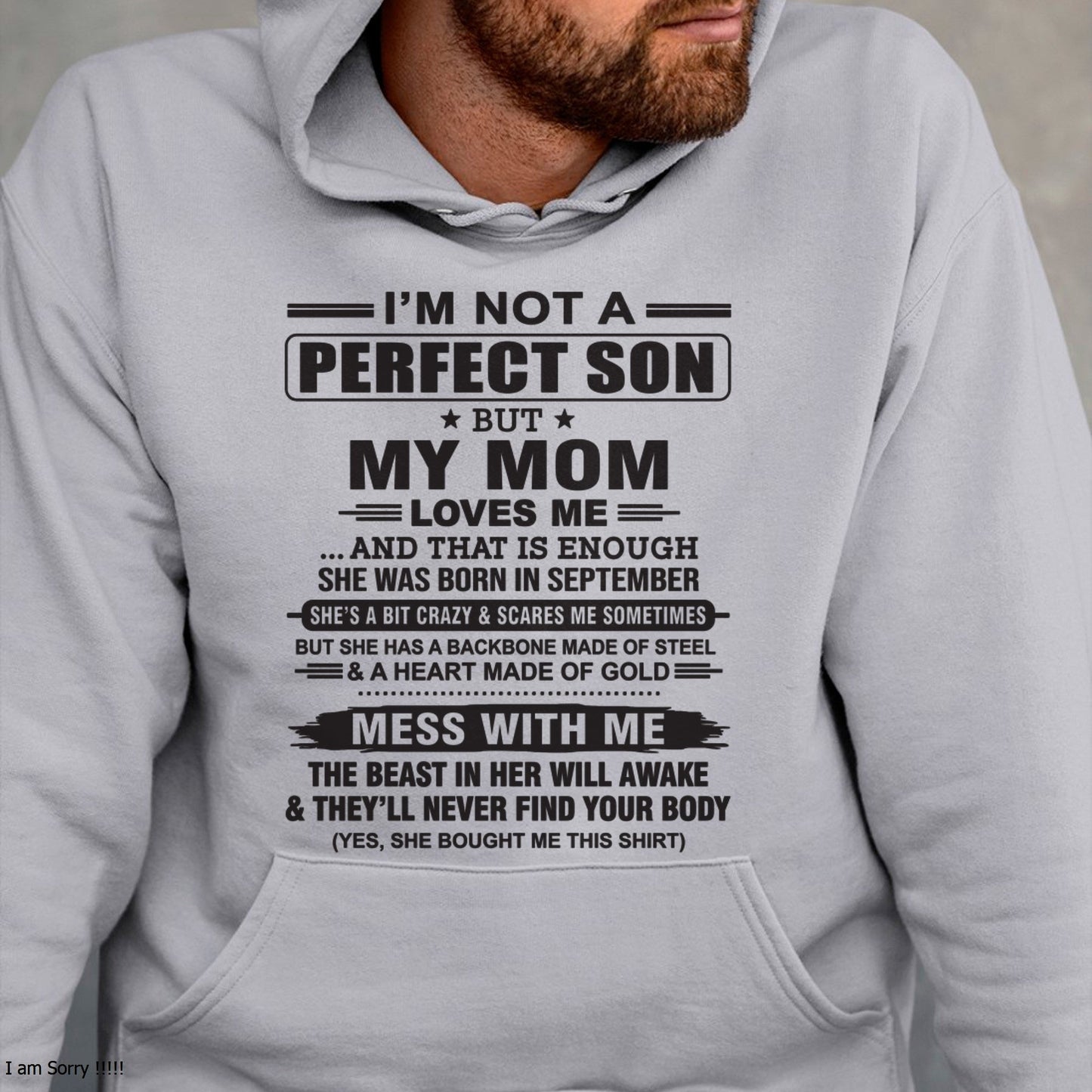 September - "I'M NOT A PERFECT SON BUT MY MOM LOVES ME" - Birthday Gift From September Mom / Woman - LUNA09 (SKU10-147-09)