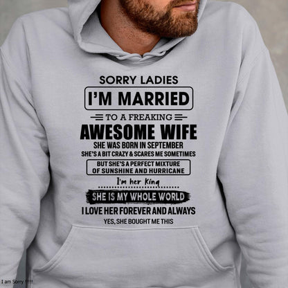 September - Sorry Ladies I Am Married To A Freaking Awesome Wife - Gift For Husband From Wife - LUNA09 (SKU-TWIFE-09)