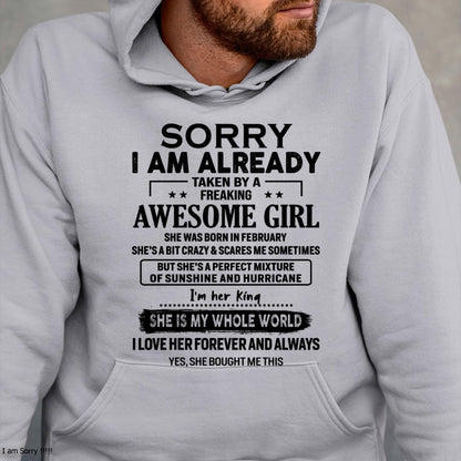 February - Sorry I Am Already Taken By A Freaking Awesome Girl - Gift For Husband From Wife - LUNA02 (SKU-TSRGIRL-02)