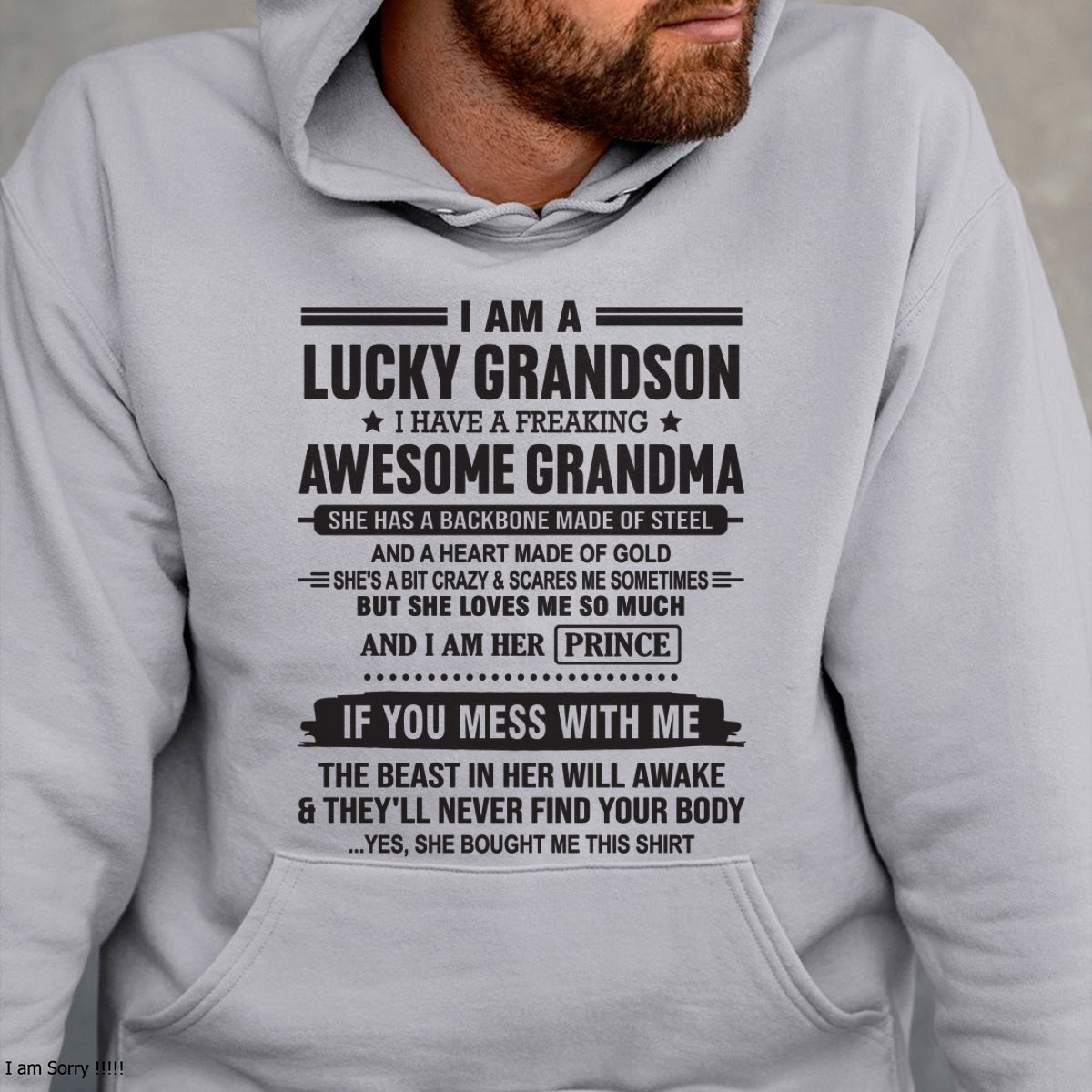 I Am A Lucky Grandson T-Shirt – Birthday Gift From Grandma / Woman - LUNA00 (SKU11-29-00)
