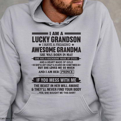 I Am A Lucky Grandson T-Shirt – Birthday Gift From May Grandma / Woman - LUNA05 (SKU11-29-05)