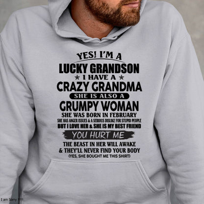FEBRUARY - LUCKY GRANDSON OF CRAZY GRANDMA -  PERFECT GIFT FROM GRANDMA - LUNA02 (SKU12-113-02)