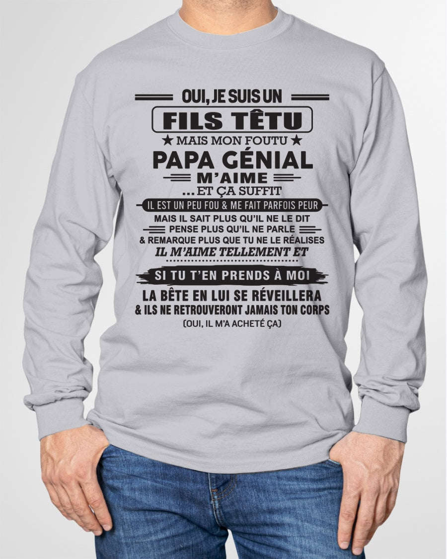 Oui, je suis un garçon têtu – T-shirt | Cadeau d’anniversaire de papa pour son fils - LUNA00 / fr00 (SKU12-260-00)