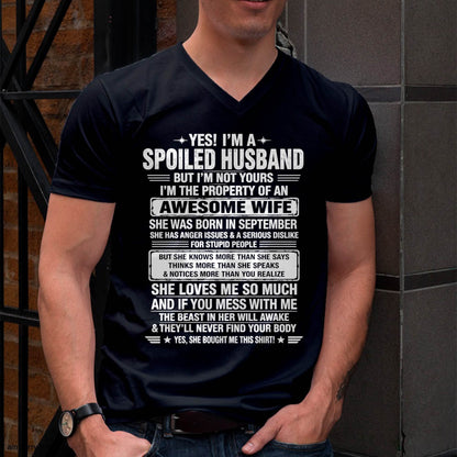 SEPTEMBER - I'M A SPOILED HUSBAND BUT I'M NOT YOURS - SHIRT FROM WIFE TO HUSBAND – LUNA09 (SKU2608-628-09)