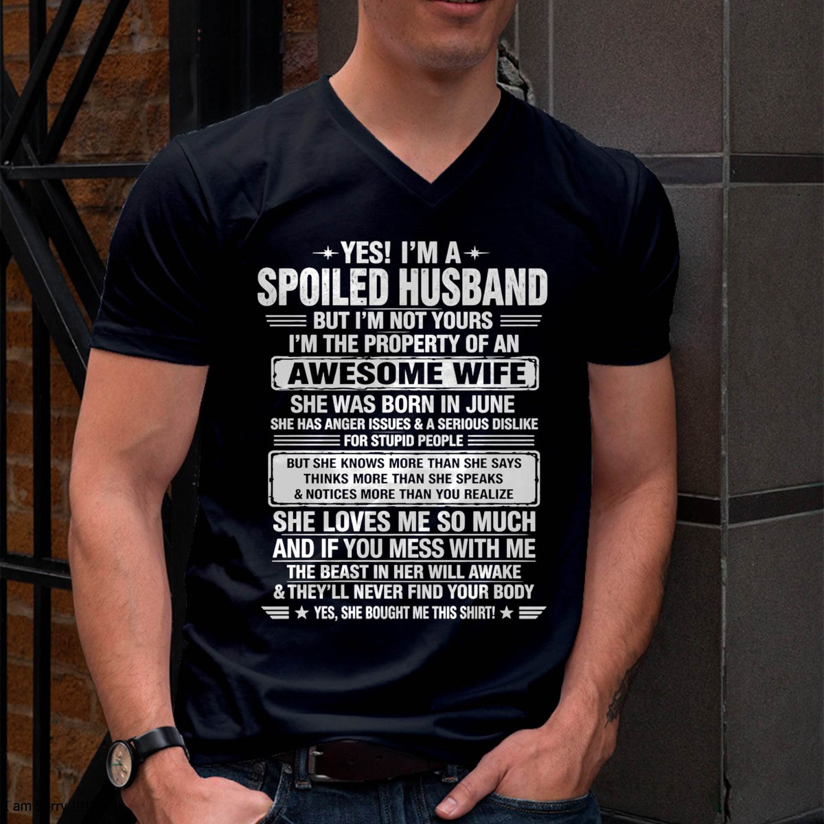 JUNE - I'M A SPOILED HUSBAND BUT I'M NOT YOURS - SHIRT FROM WIFE TO HUSBAND – LUNA06 (SKU2608-628-06)