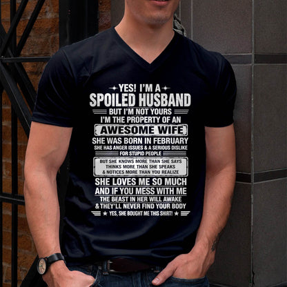 FEBRUARY - I'M A SPOILED HUSBAND BUT I'M NOT YOURS - SHIRT FROM WIFE TO HUSBAND – LUNA02 (SKU2608-628-02)