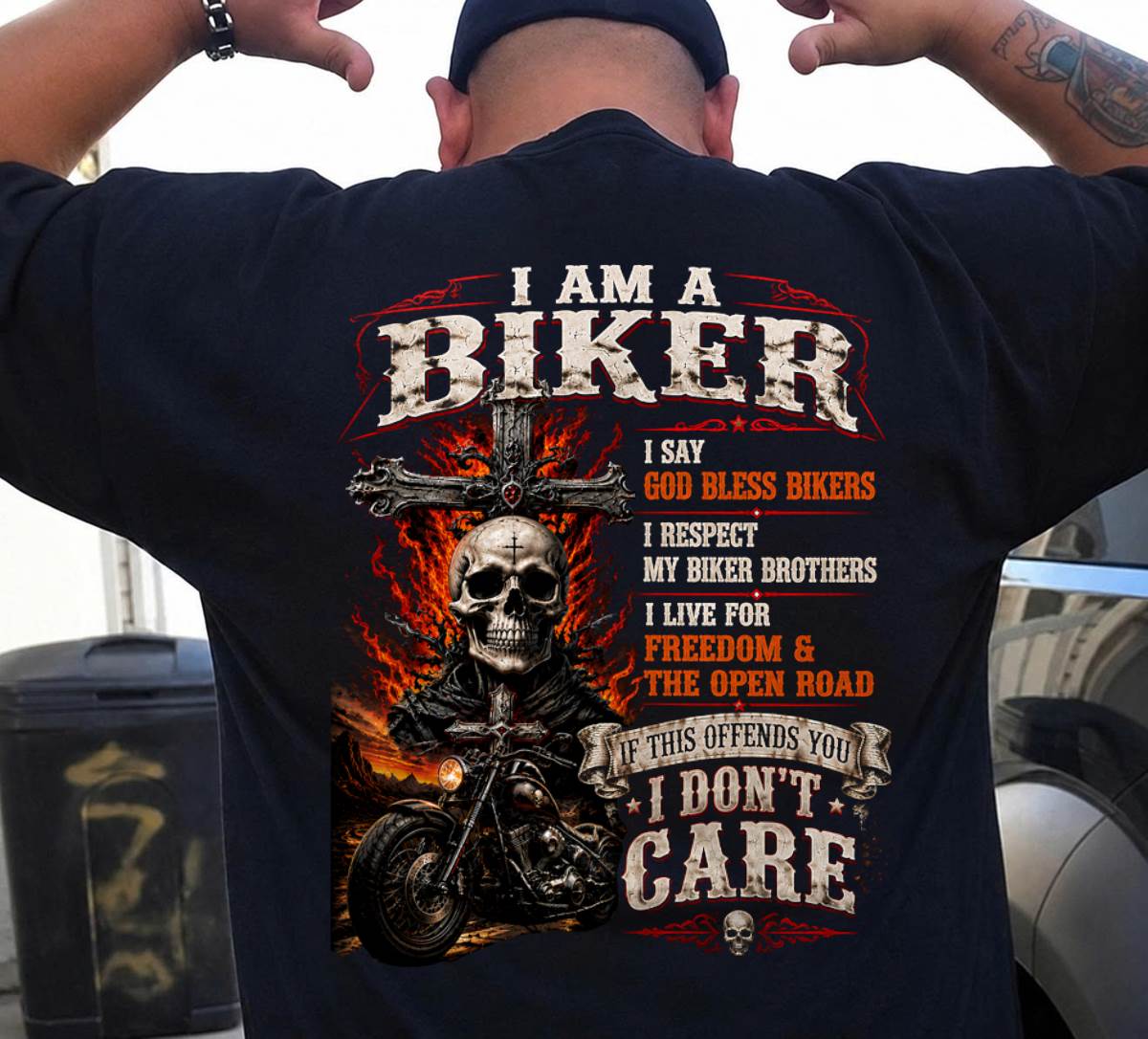 I AM A BIKER  GOD BLESS MY RIDE - SHIRT FOR MEN - LUNA00 (SKU2608-81)