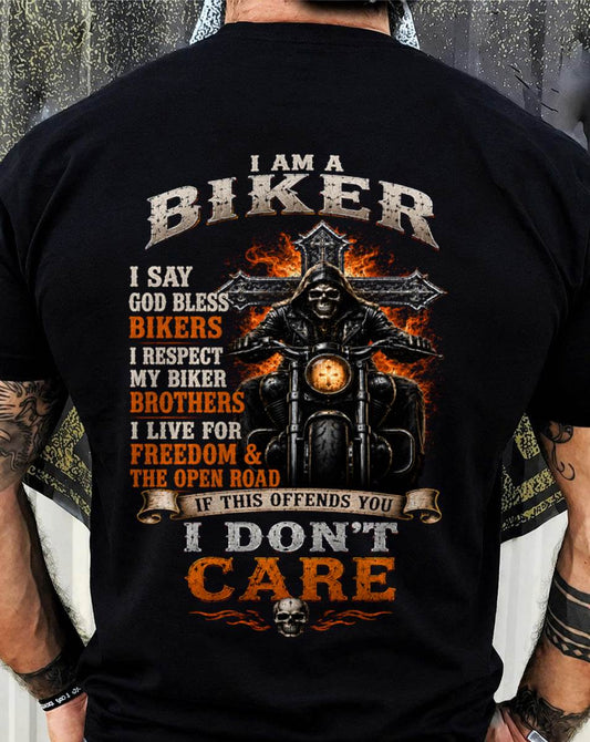BIKER BLESSED BY GOD BORN FOR FREEDOM - SHIRT FOR MEN - LUNA00(SKU2608-222)
