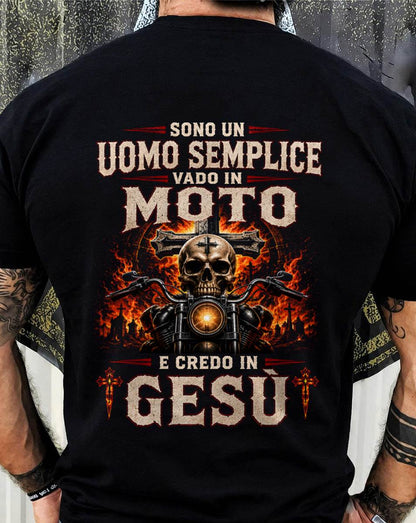UOMO SEMPLICE, BIKER E CREDENTE – DIO È LA MIA GUIDA – MAGLIETTA DA UOMO - LUNA00 (SKU2608-394)