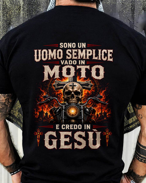 UOMO SEMPLICE, BIKER E CREDENTE – DIO È LA MIA GUIDA – MAGLIETTA DA UOMO - LUNA00 (SKU2608-394)