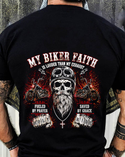 MY BIKER FAITH RIDE WITH GOD SAVED BY GRACE - SHIRT FOR MEN - LUNA00 (SKU2608-317)